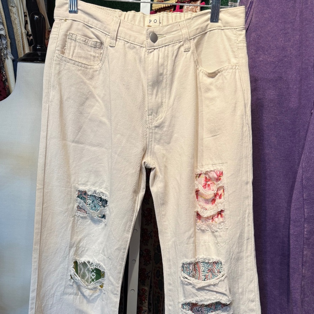 🔥301 NWOT POL Patchwork distressed Ripped Jean Pant